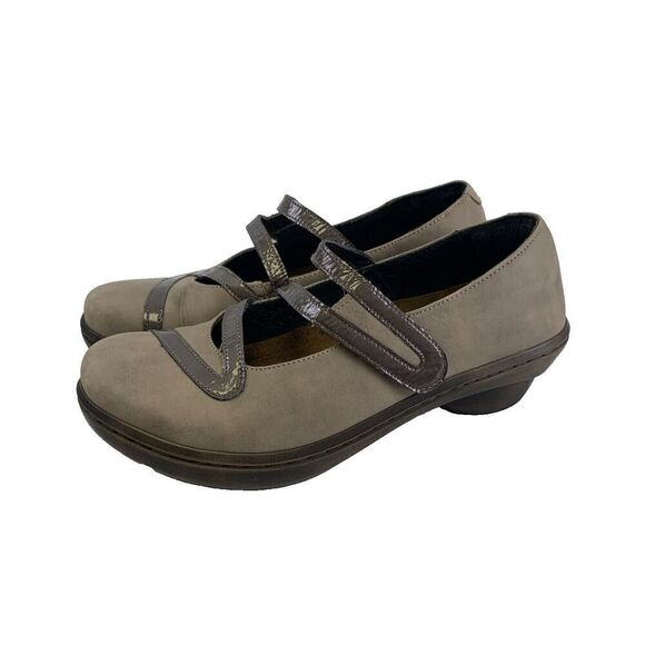 Naot Myna Strappy Mary Jane Low Heel Round Toe Taupe Leather Suede 36 US 5 - Picture 1 of 15